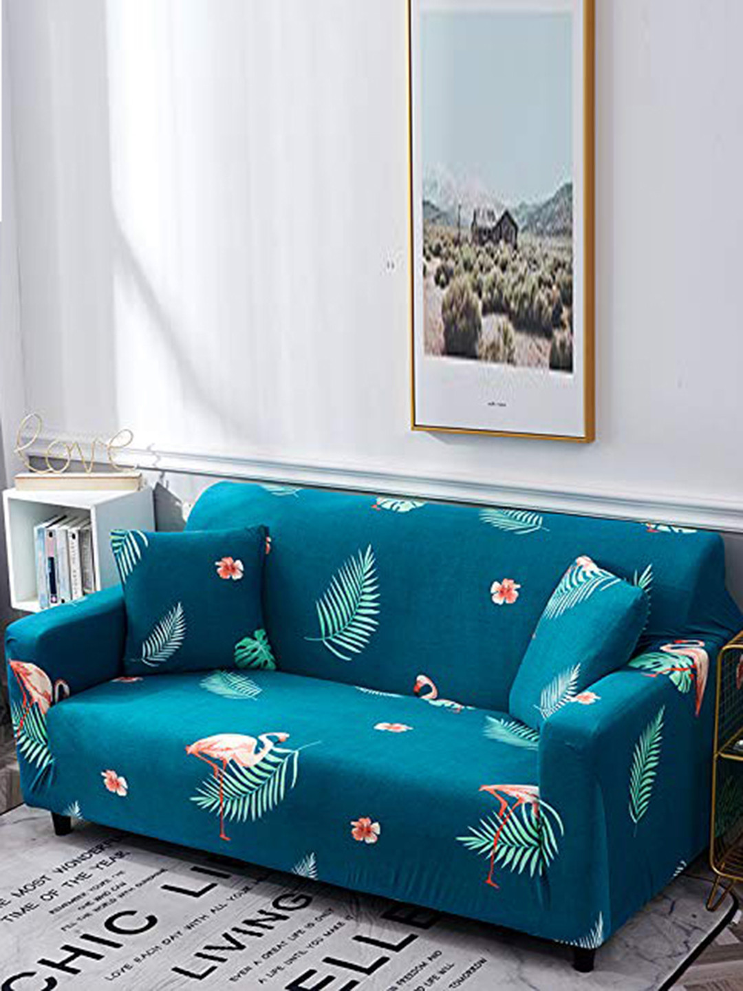 

HOUSE OF QUIRK Green Floral Printed Sofa Cover