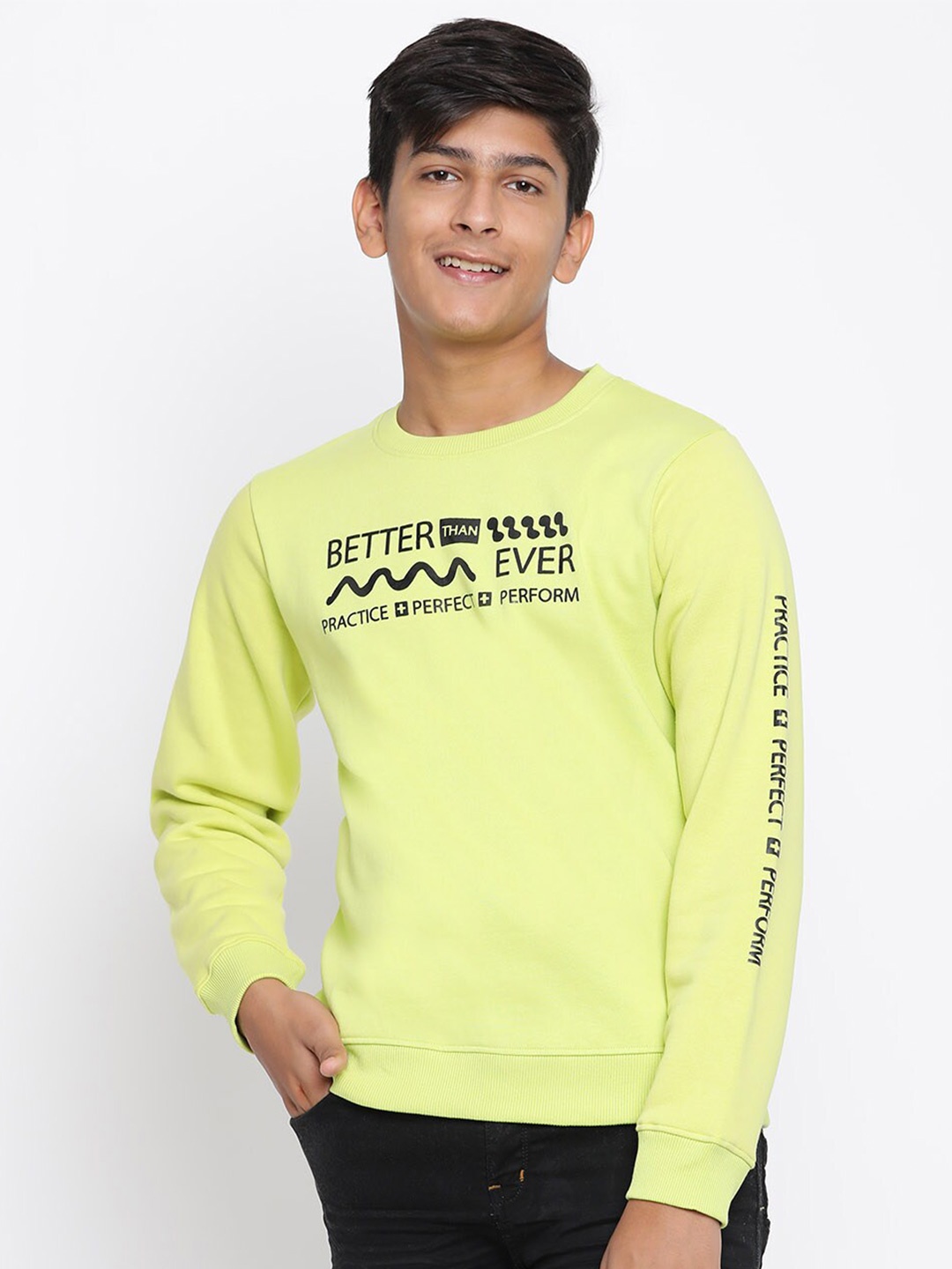 

Lil Tomatoes Boys Lime Green Printed Sweatshirt