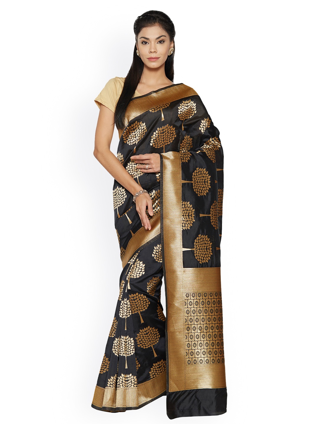 

Saree mall Black Woven Design Kanjeevaram Saree