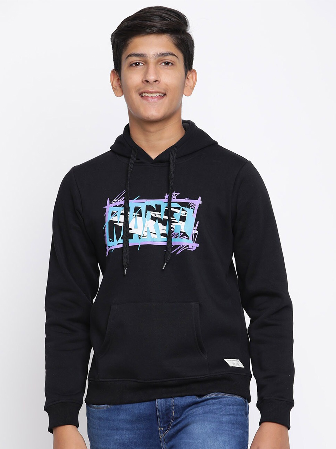 

Lil Tomatoes Boys Black Graphic Printed Hooded Sweatshirt