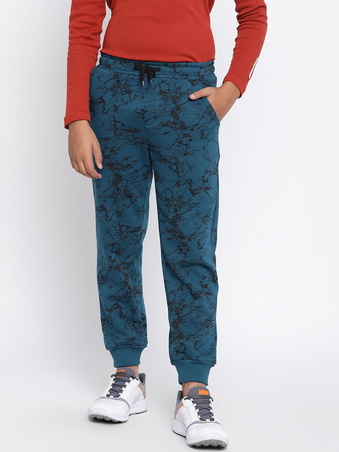 

Lil Tomatoes Boys Teal Blue Abstract Printed Joggers