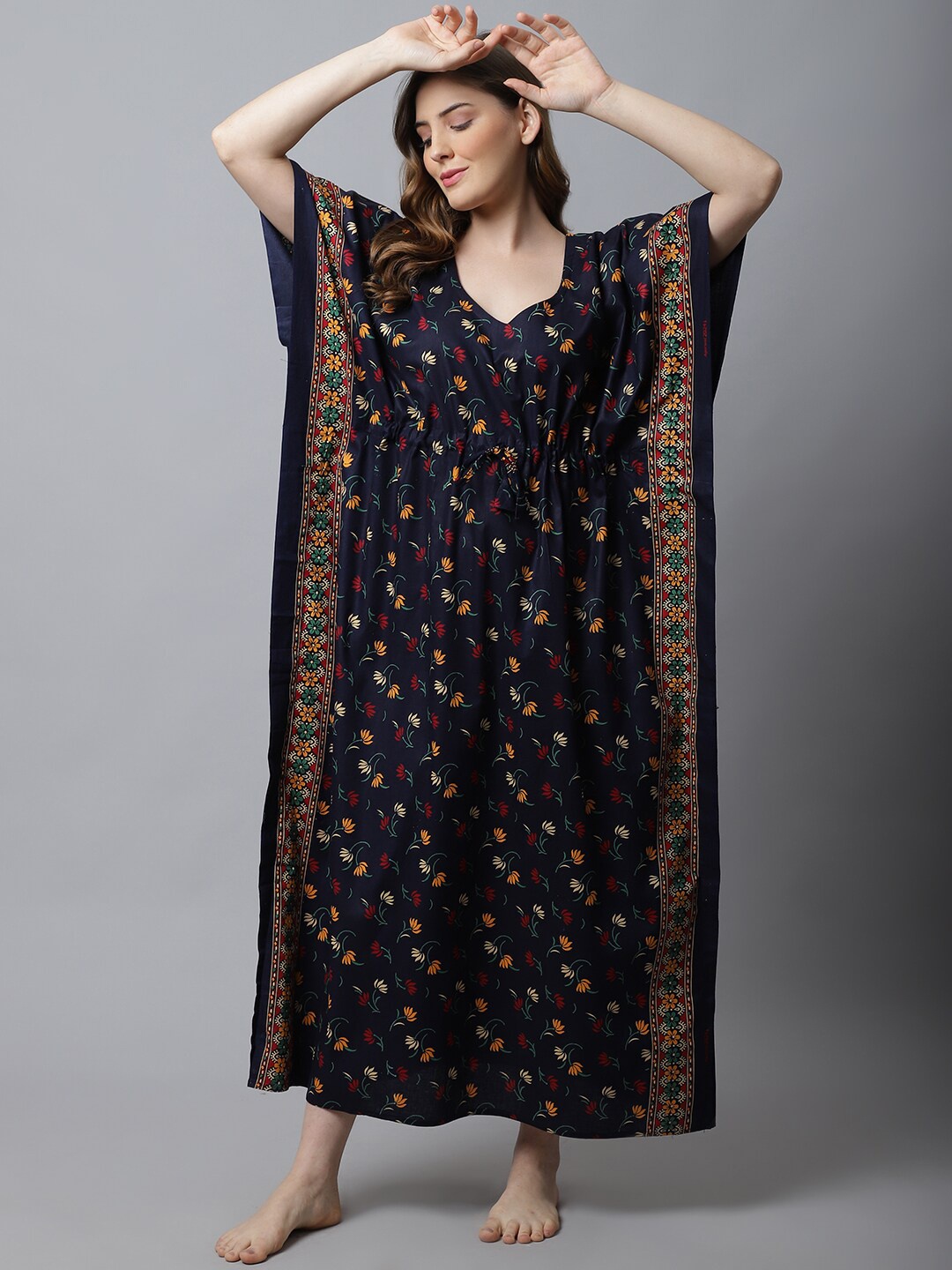 

Secret Wish Navy Blue Printed Maxi Nightdress