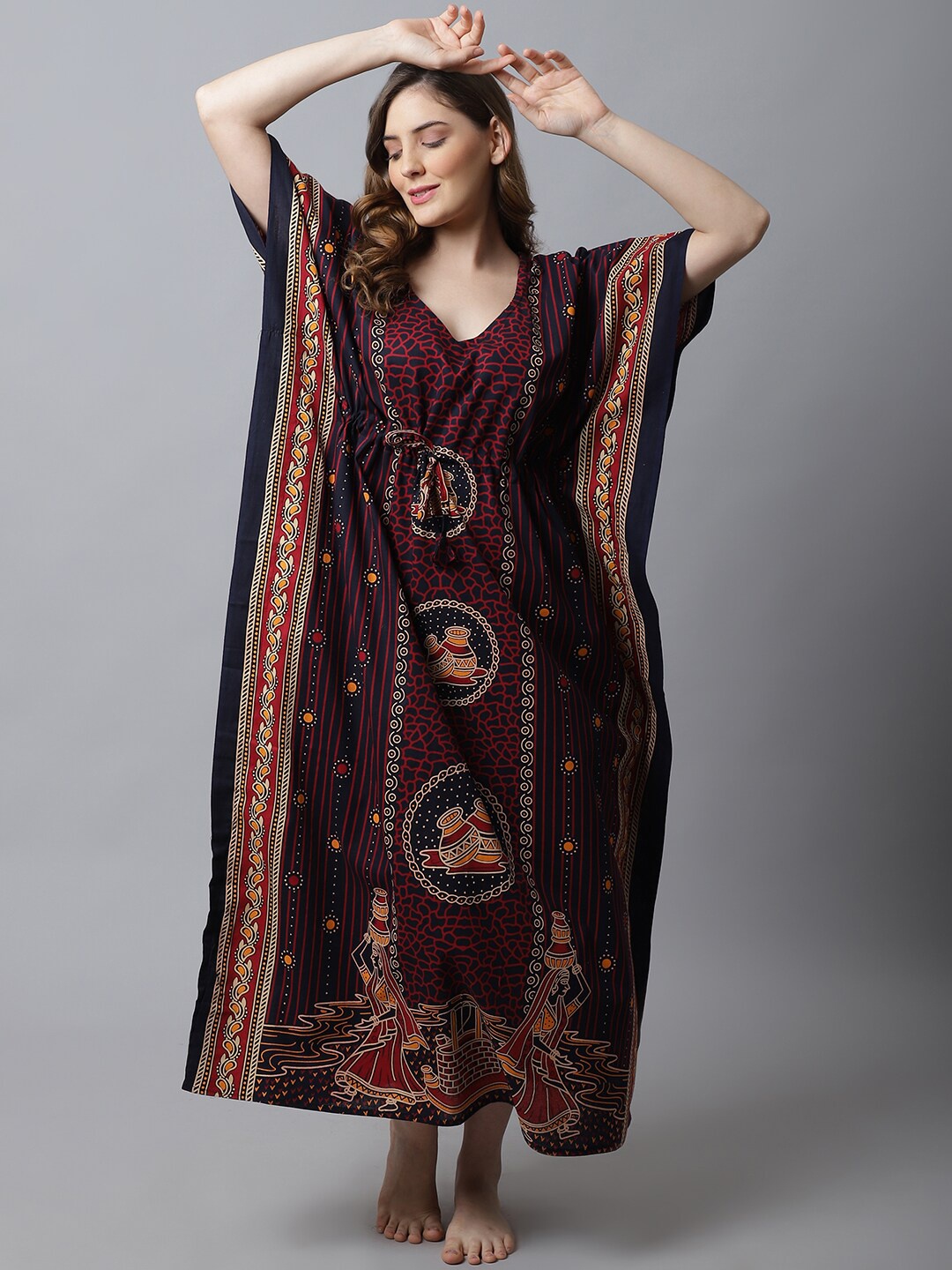

Secret Wish Maroon Printed Maxi Nightdress