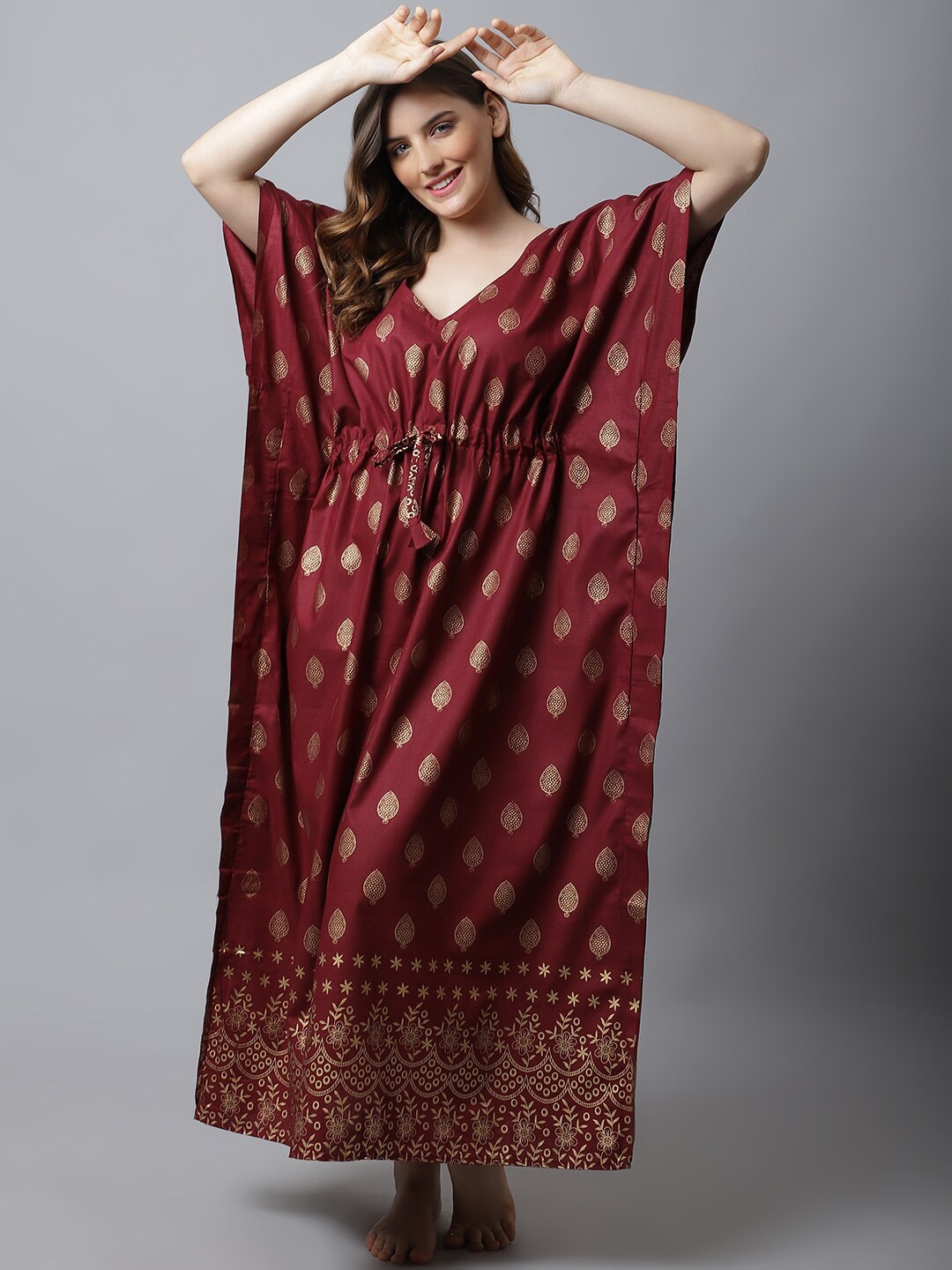 

Secret Wish Maroon Printed Maxi Nightdress