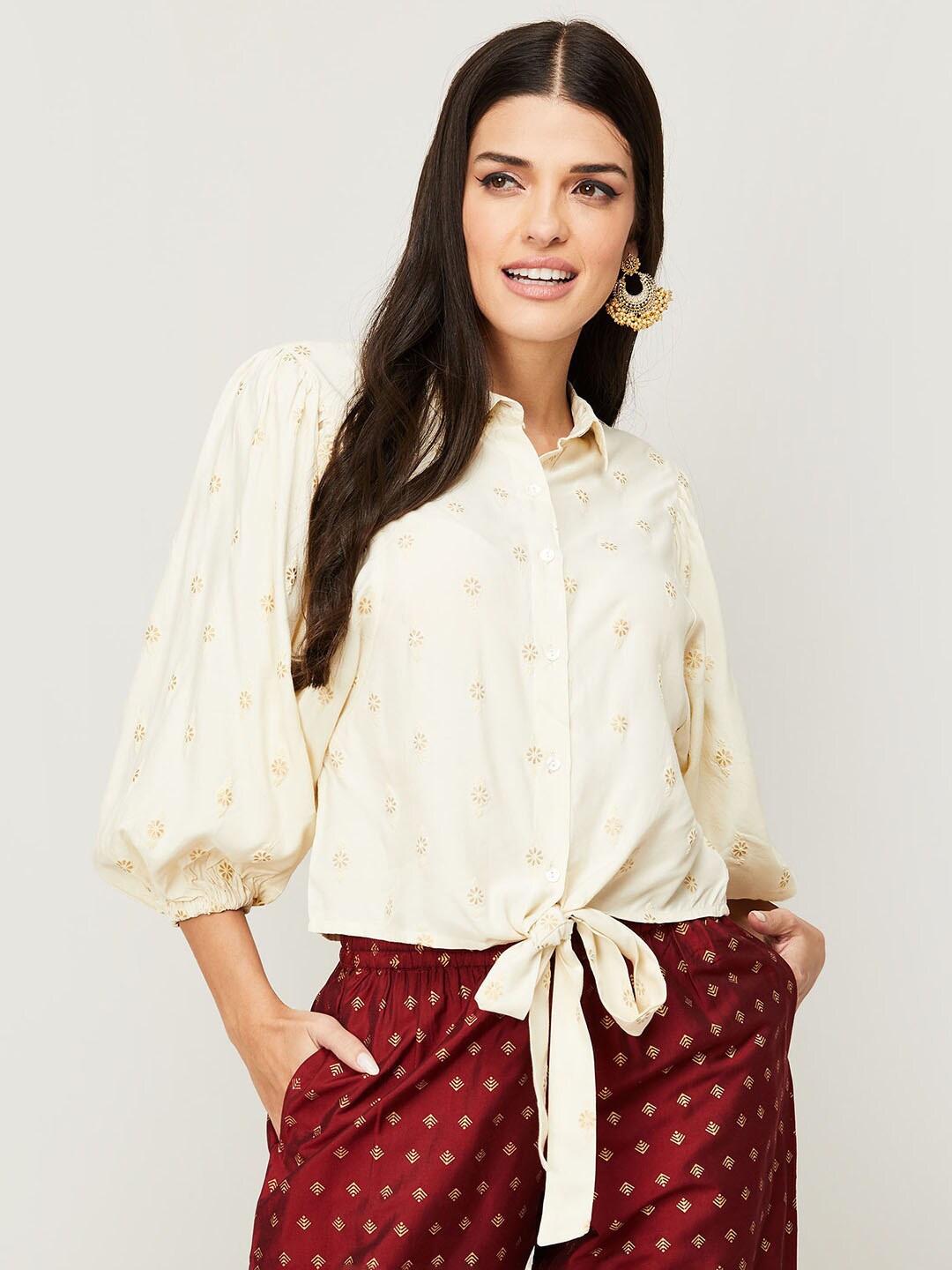 

Melange by Lifestyle Off White Embroidered Tunic