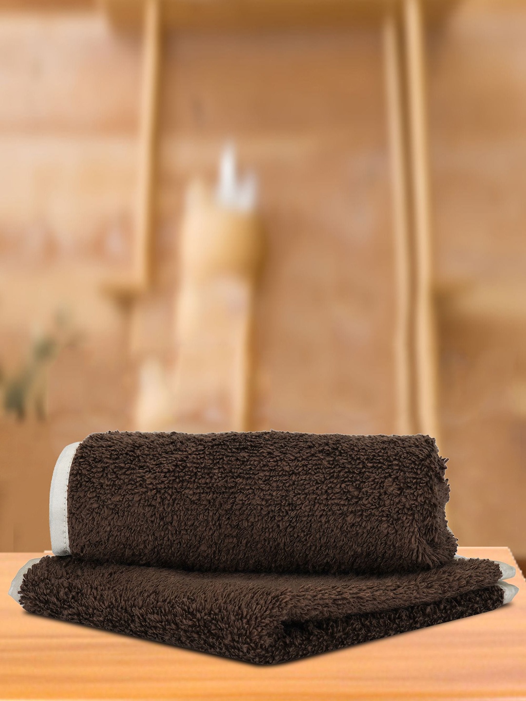 

LUSH & BEYOND Set Of 2 Brown Solid Pure Cotton 500 GSM Face Towels
