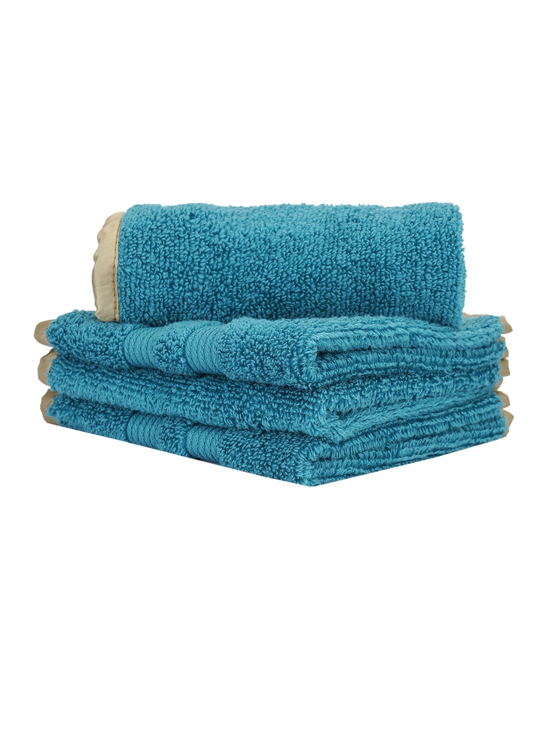 

LUSH & BEYOND Set Of 4 Turquoise Blue Solid 500 GSM Face Towels