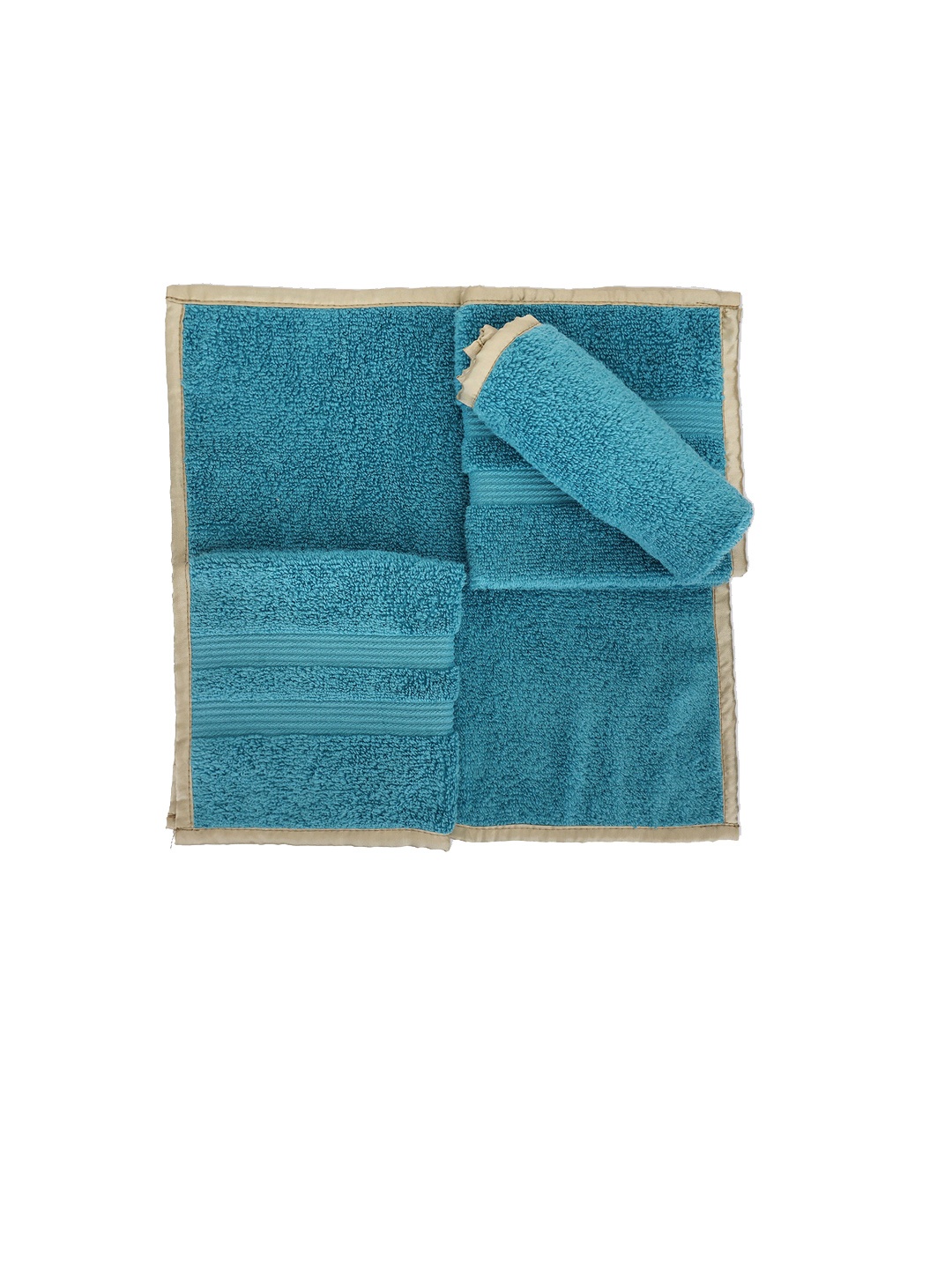 

LUSH & BEYOND Set of 4 Turquoise Blue Solid Pure Cotton 500 GSM Face Towels