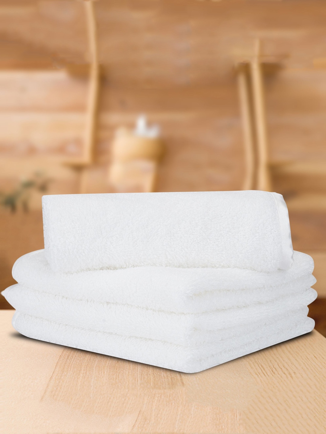 

LUSH & BEYOND Set Of 4 White Solid Cotton 500 GSM Face Towels