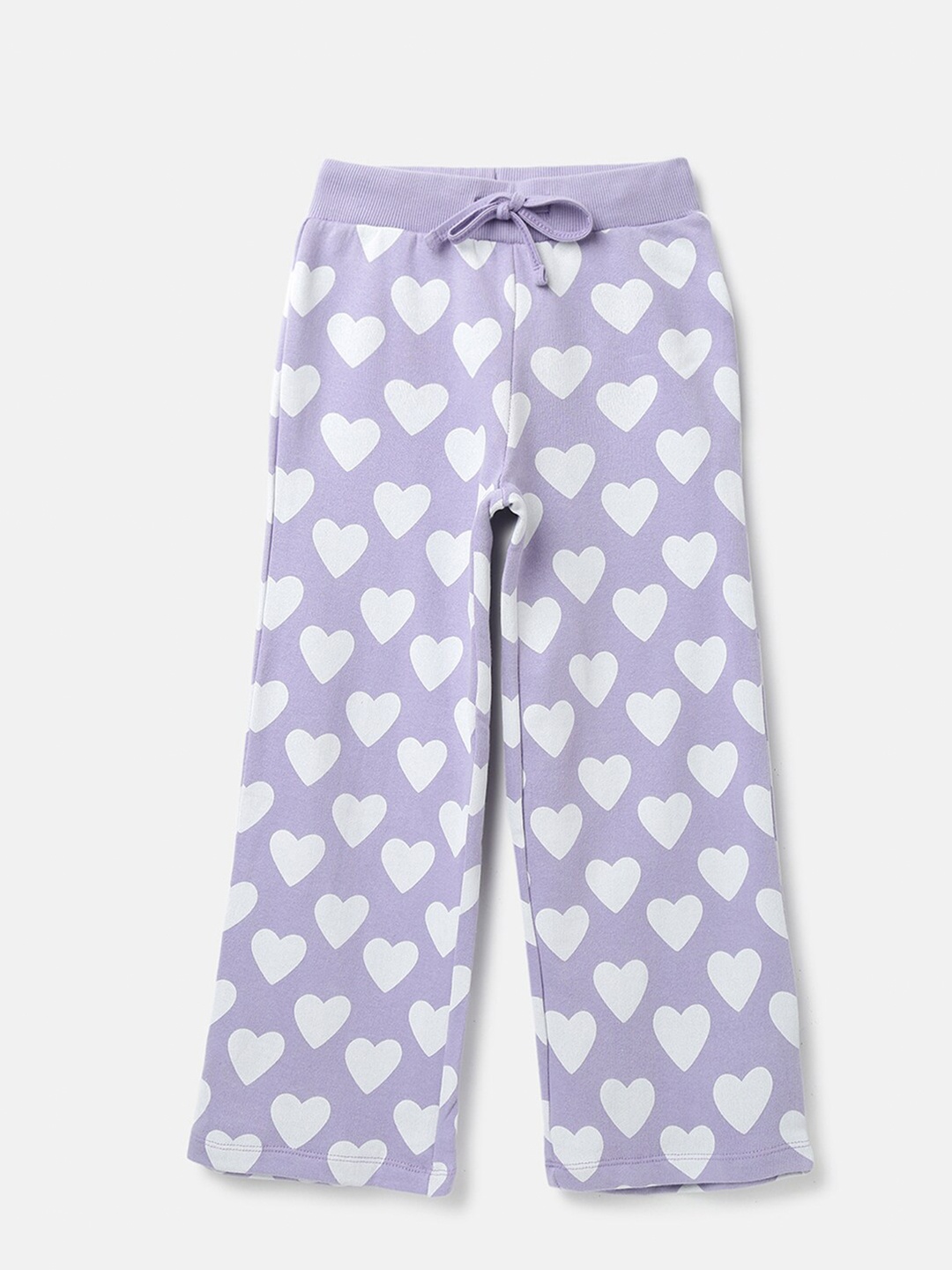 

United Colors of Benetton Girls Lavender & White Printed Flared Knitted Palazzos
