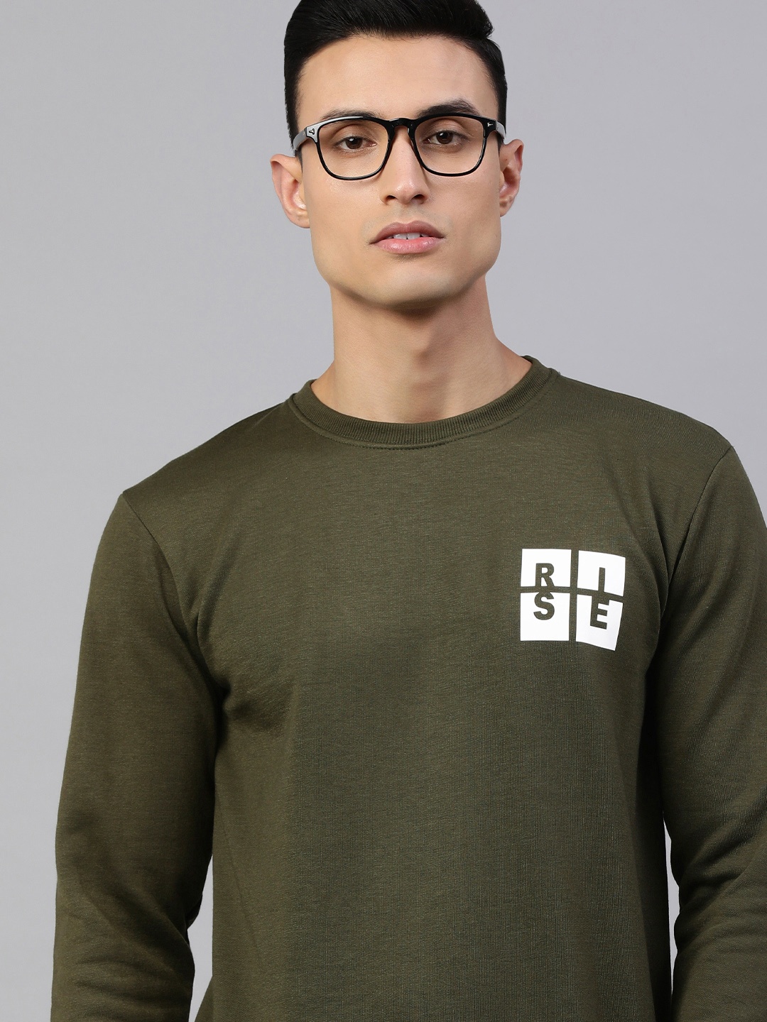 

ADBUCKS Men Olive Green Printed Sweatshirt