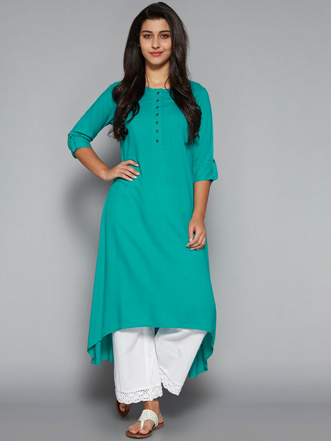 

Pistaa Women Turquoise Blue Kurta