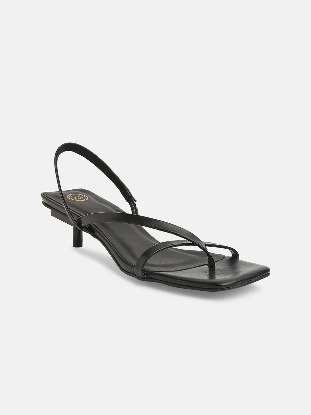 

20Dresses Women Black Cross Strap Square Toe Kitten Heels