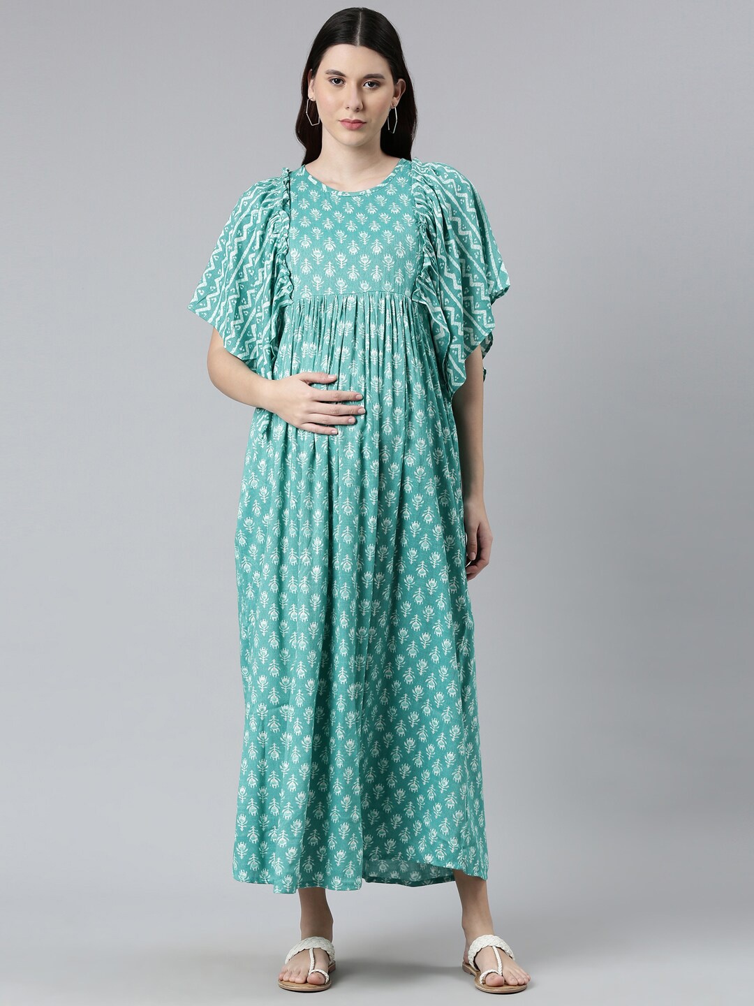 

GOLDSTROMS Sea Green Printed Maxi Nightdress