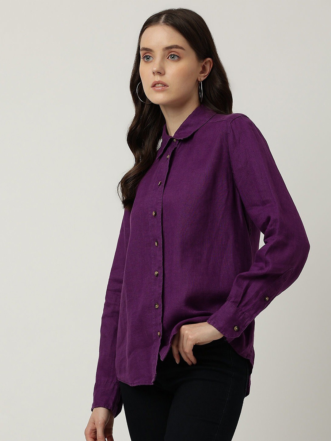 

Marks & Spencer Women Purple Solid Casual Shirt