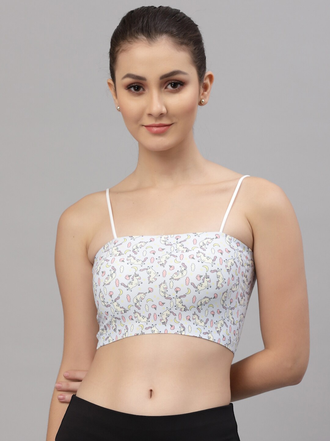 

Friskers Cream-Coloured Abstract Bra Lightly Padded