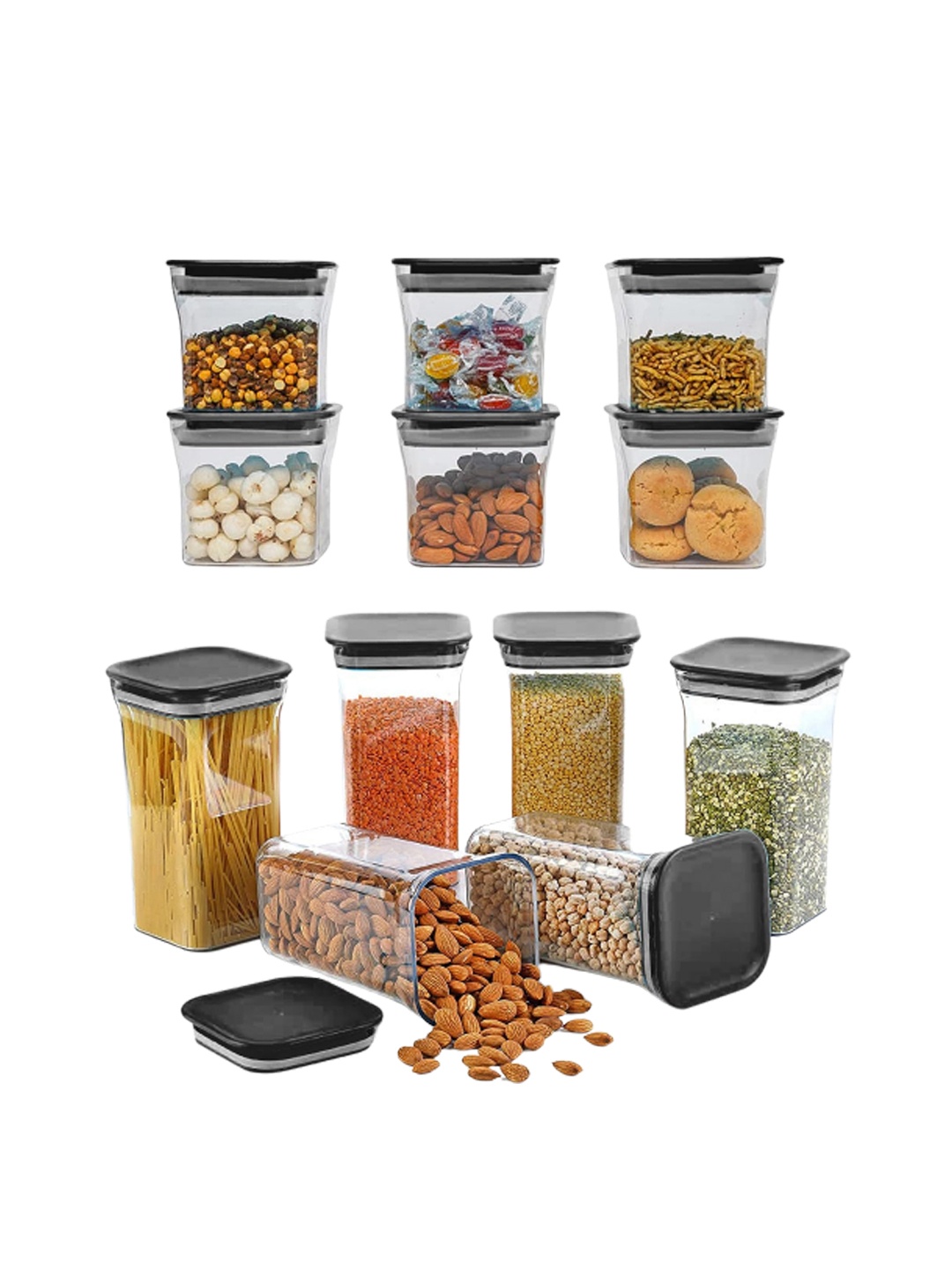 

Pretty Krafts Black Set of 12 Solid Kitchen Storage