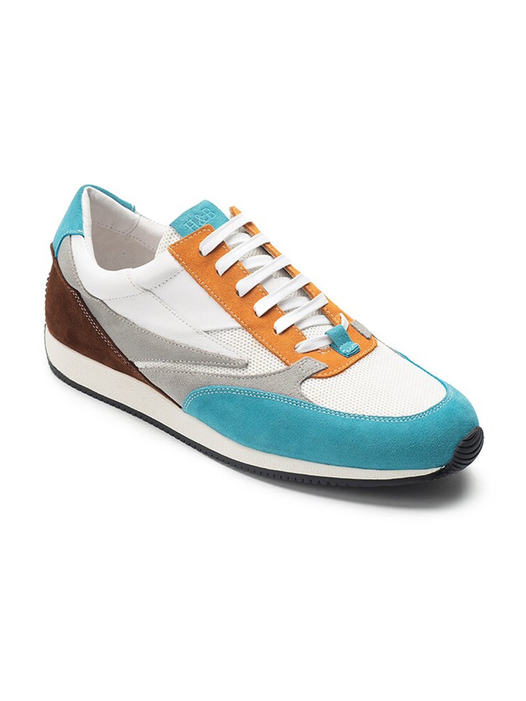 

Heel & Buckle London Men Blue Colourblocked Leather Sneakers