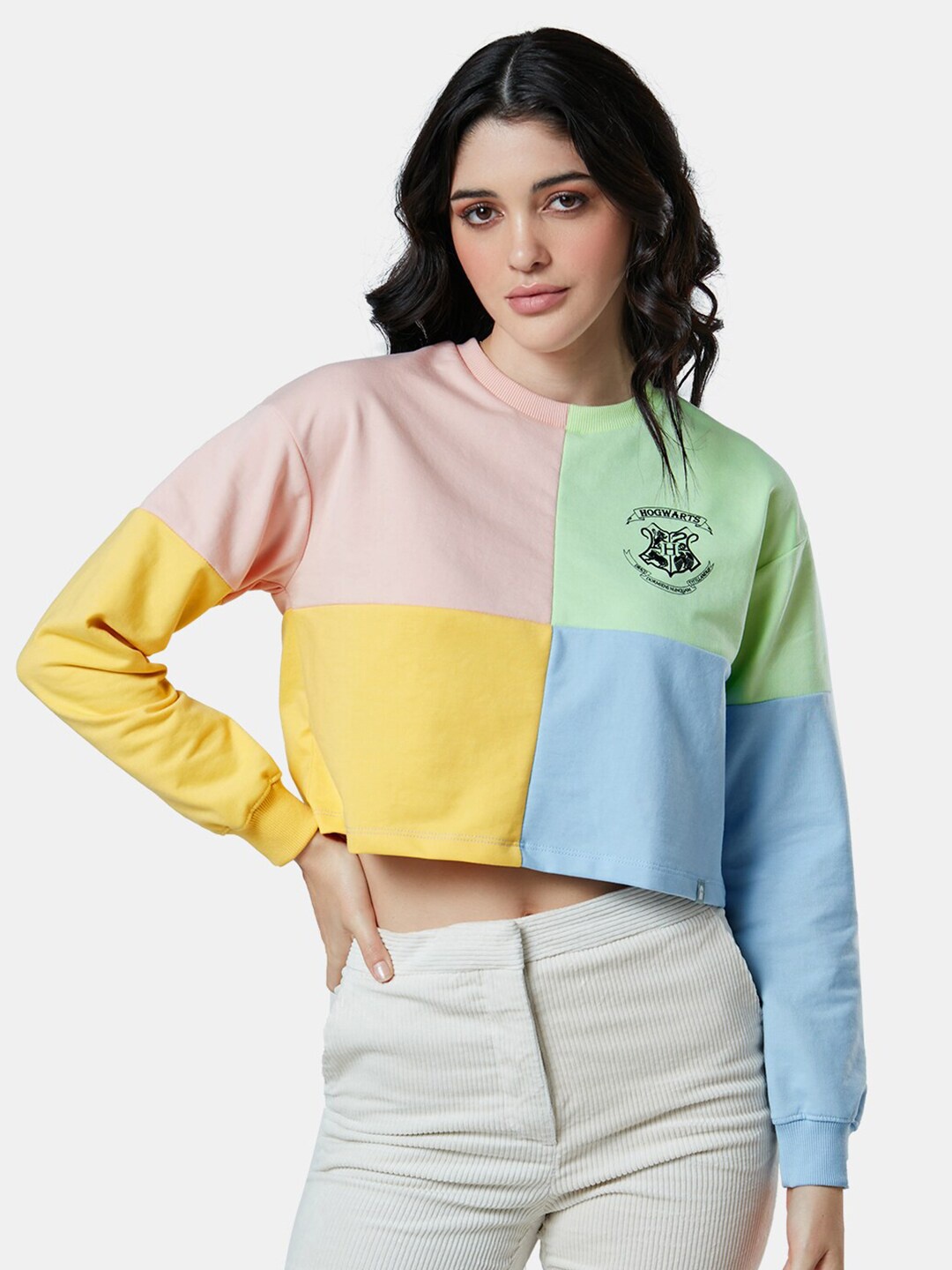 

The Souled Store Harry Potter House Colourblocked Loose Fit Oversized Sweatshirt, Blue