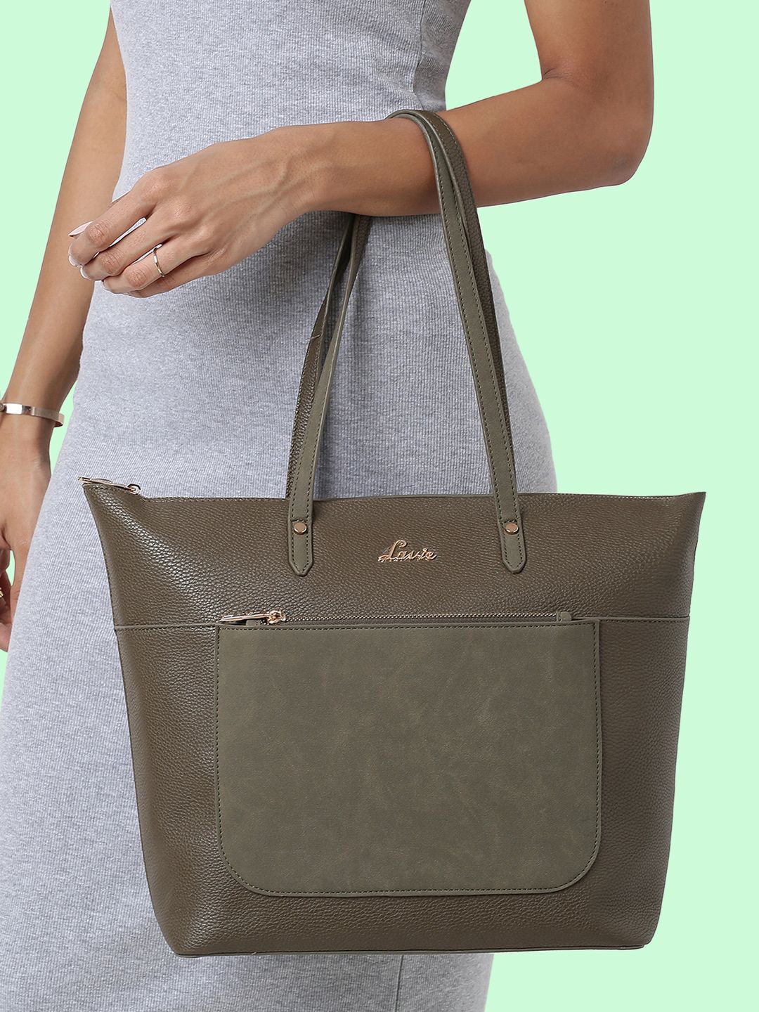 

Lavie Women Amelia Olive Green Tote bag