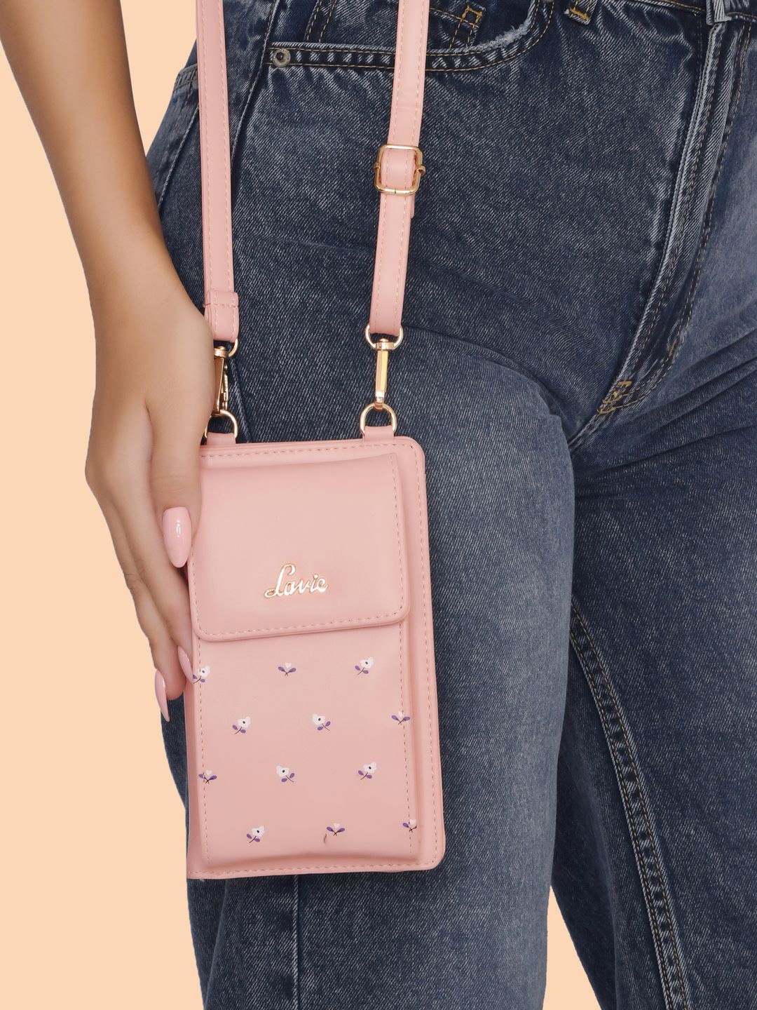 

Lavie Pink Floral Printed 2in1 Structured Sling Bag