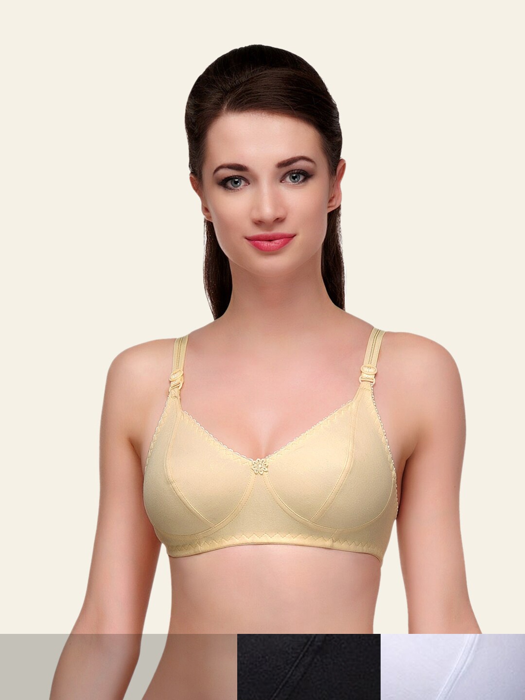 

Softskin Pack of 3 Non Padded Full Coverage Bra, Black