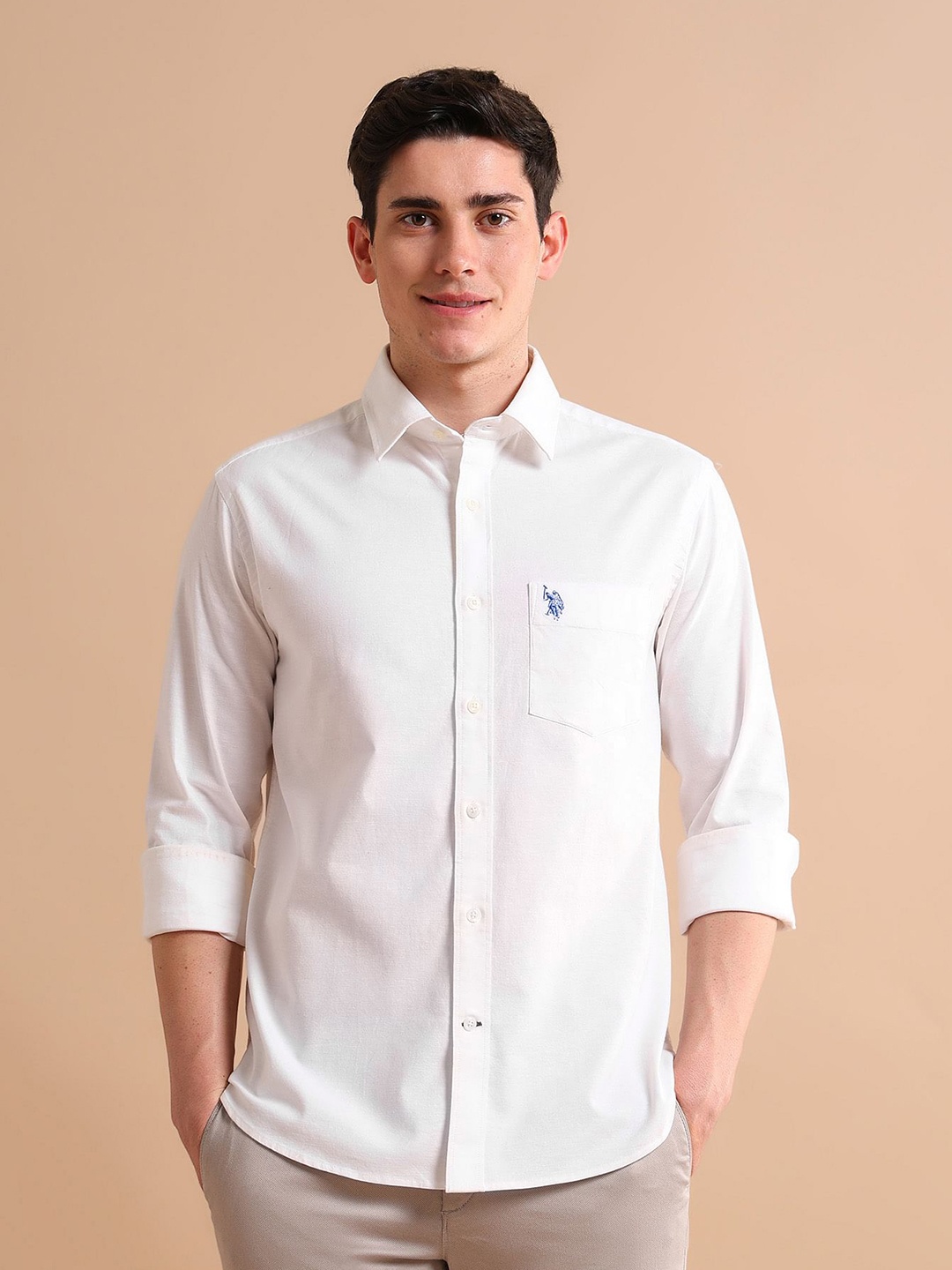 

U.S. Polo Assn. Men White Casual Soft Oxford Shirt