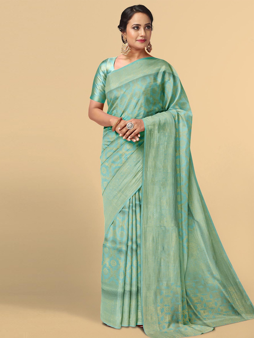 

Kalamandir Blue Woven Design Zari Silk Blend Saree