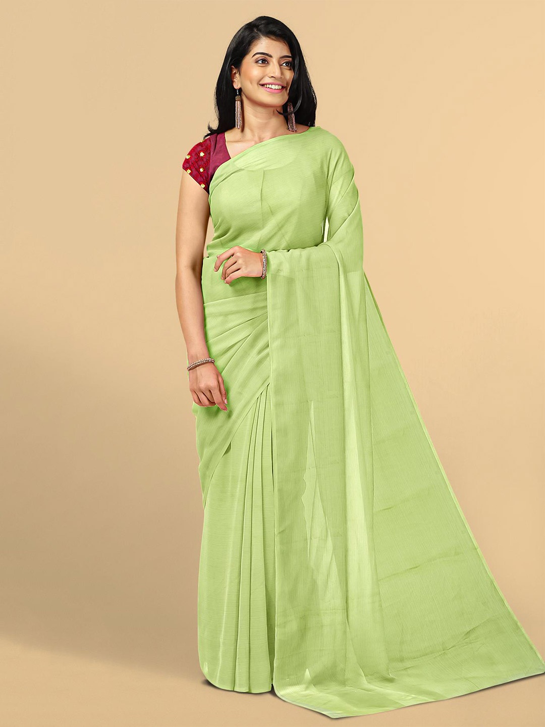 

Kalamandir Green Silk Blend Saree