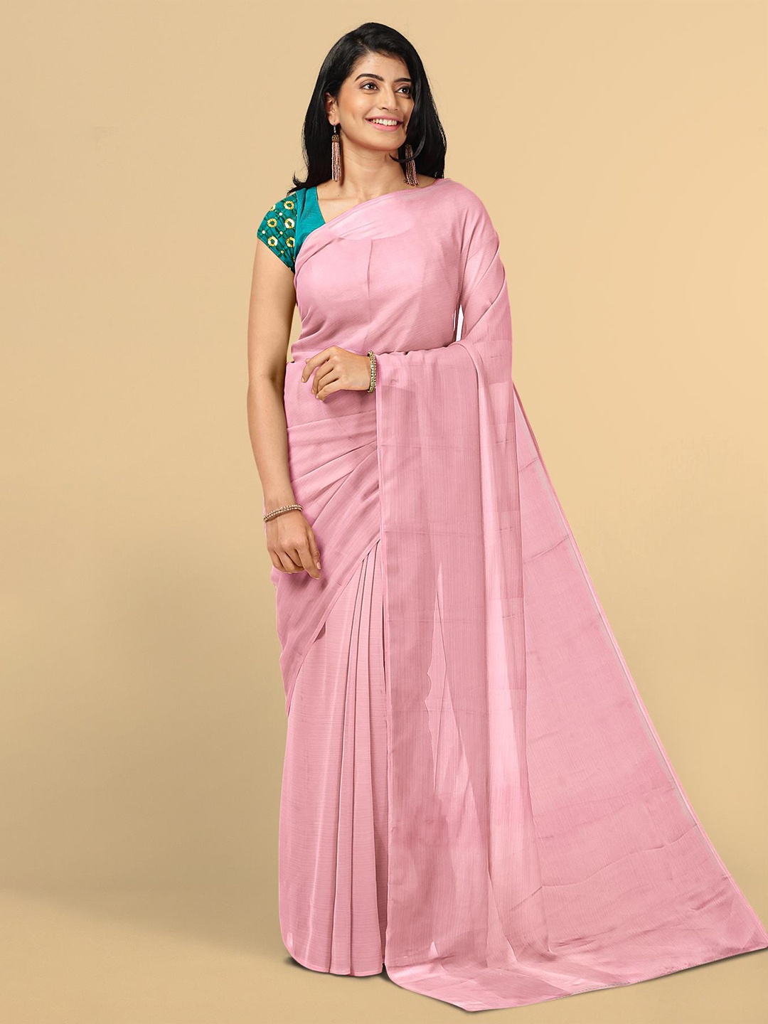 

Kalamandir Pink Silk Blend Saree