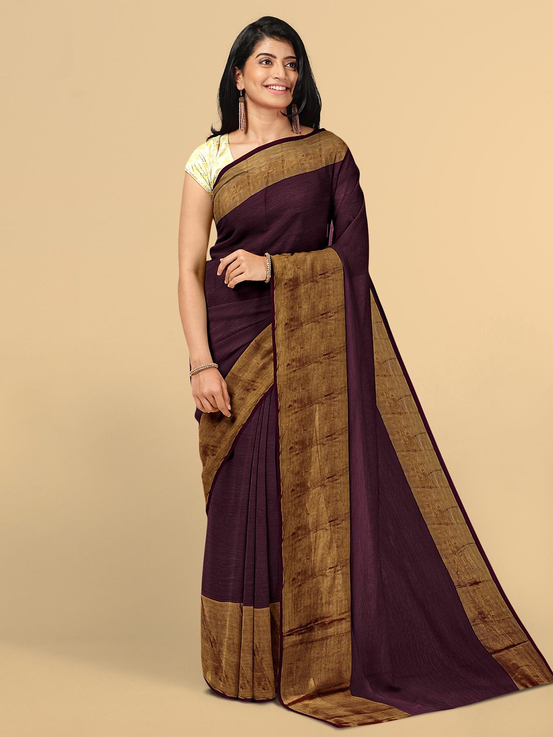 

Kalamandir Purple Zari Pure Chiffon Saree