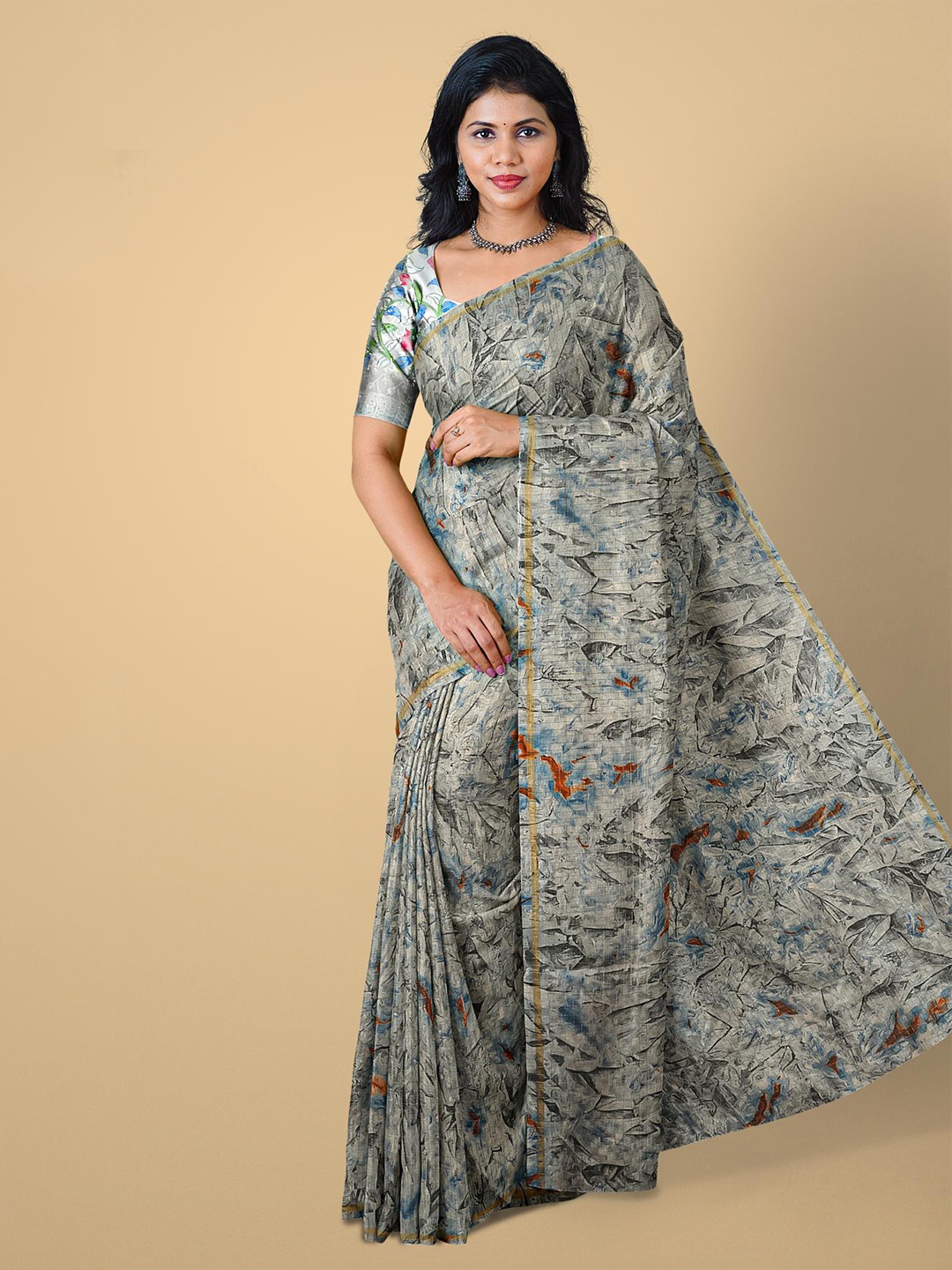 

Kalamandir Grey & Black Jute Cotton Saree