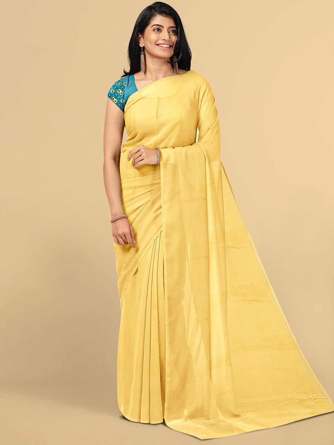 

Kalamandir Yellow Silk Blend Saree
