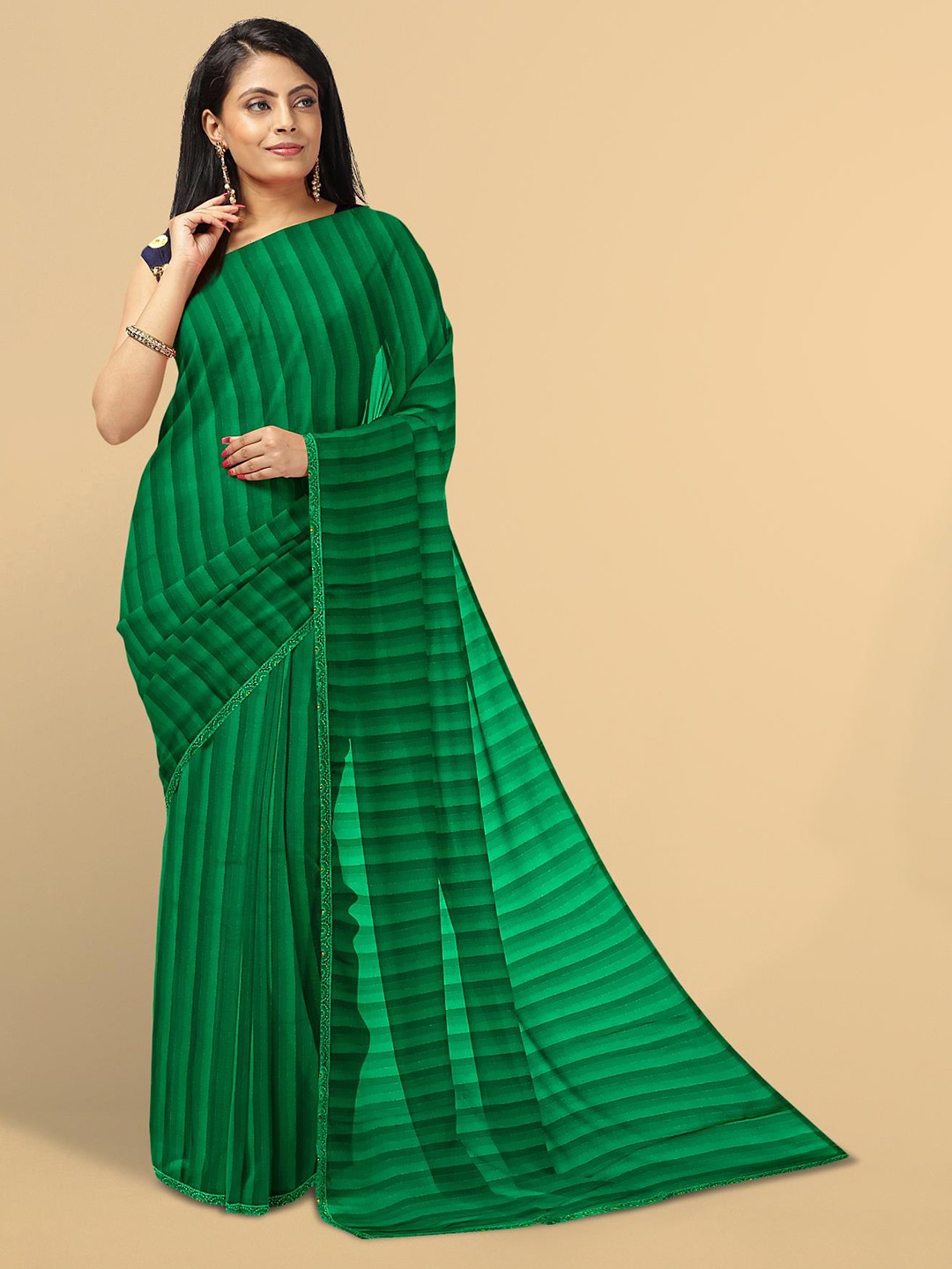 

Kalamandir Green Striped Saree