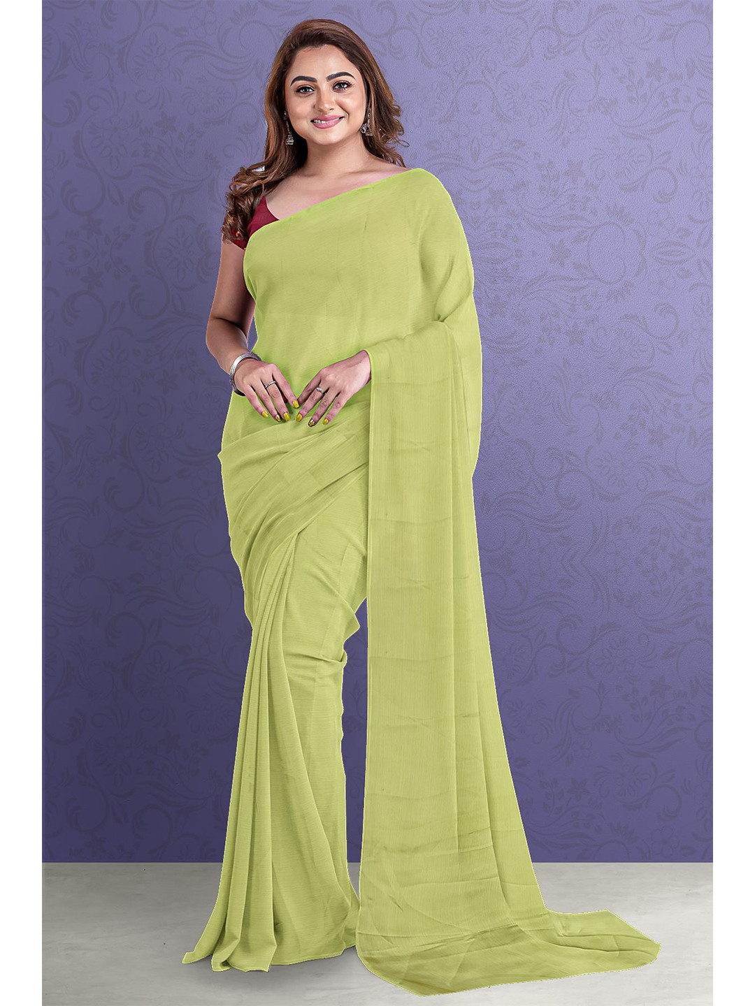 

Kalamandir Light Green Solid Silk Blend Saree