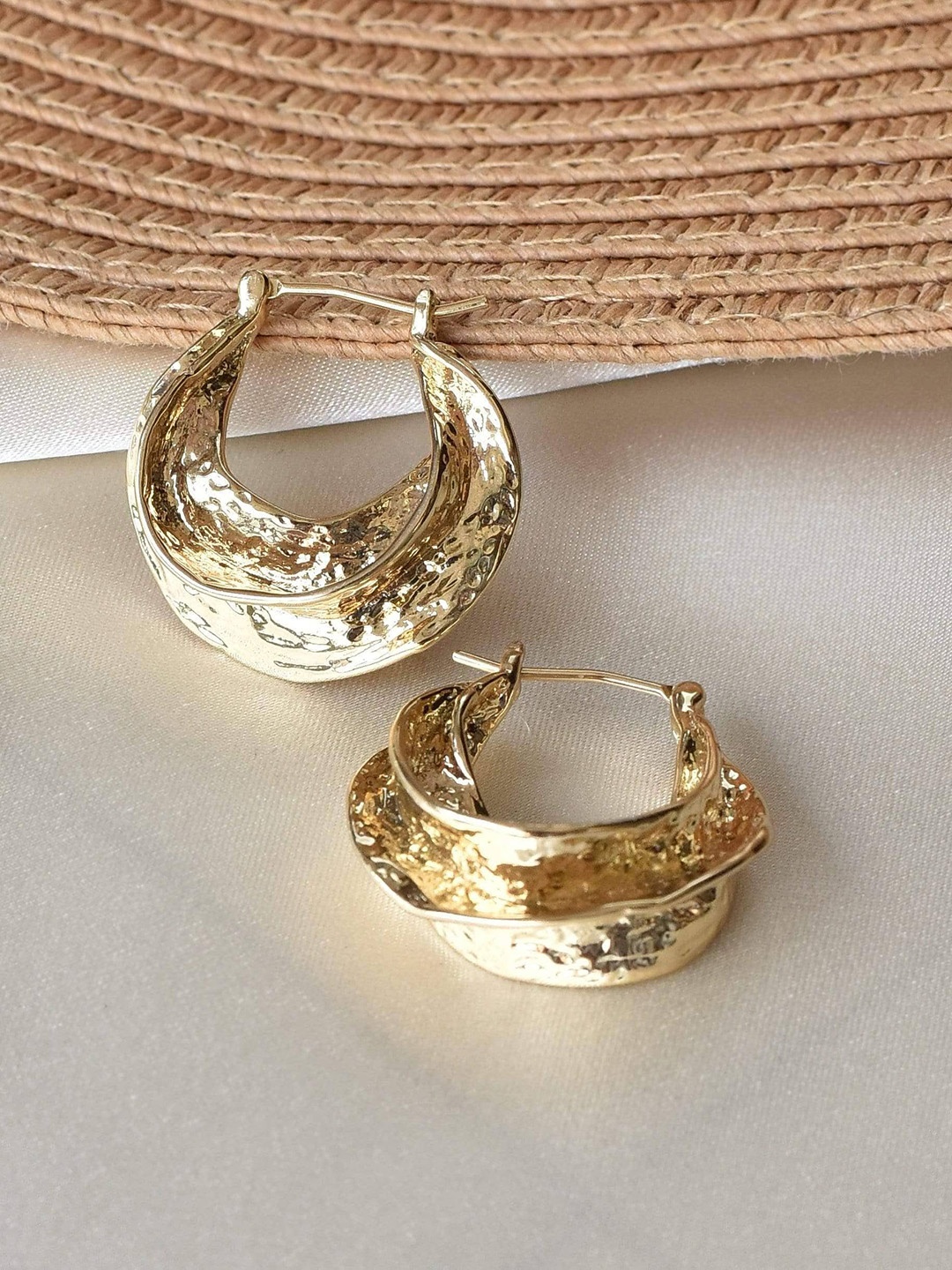 

Klissaa Gold-Toned Contemporary Hoop Earrings