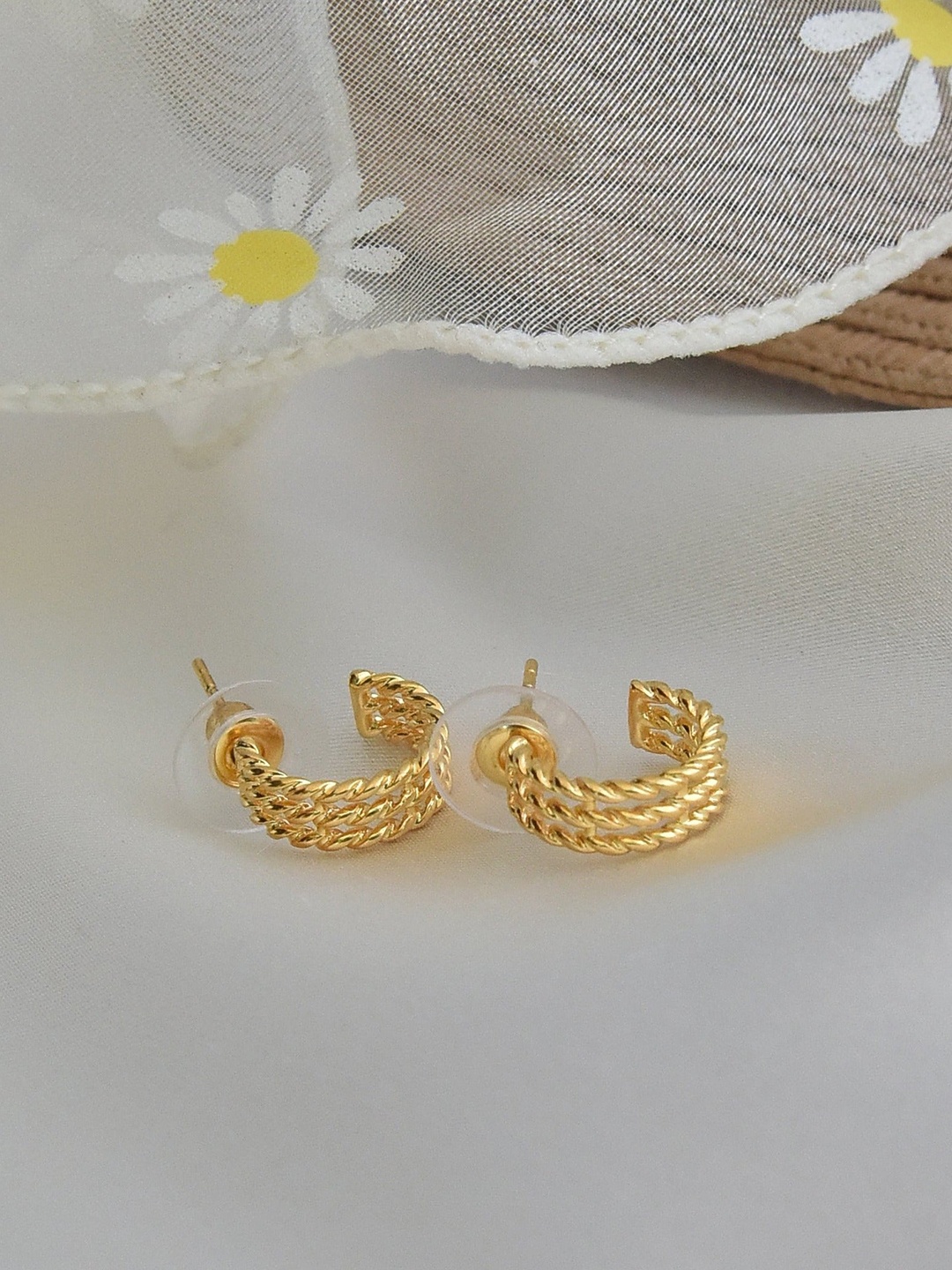 

Klissaa Gold-Toned Contemporary Half Hoop Earrings