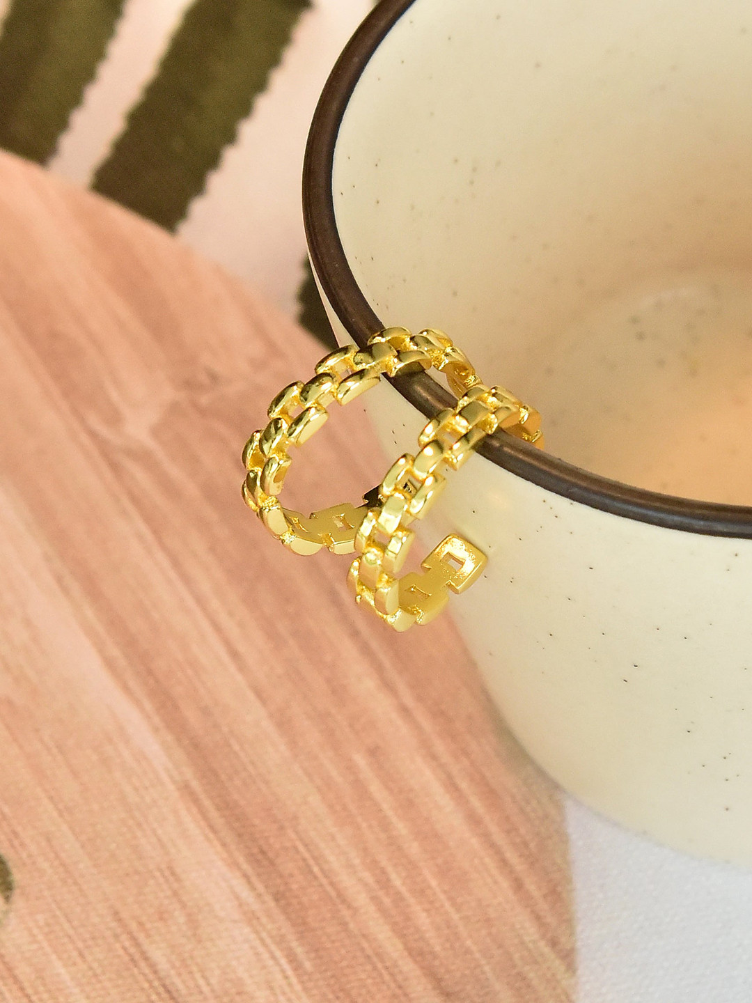

Klissaa Gold-Toned Contemporary Half Hoop Earrings