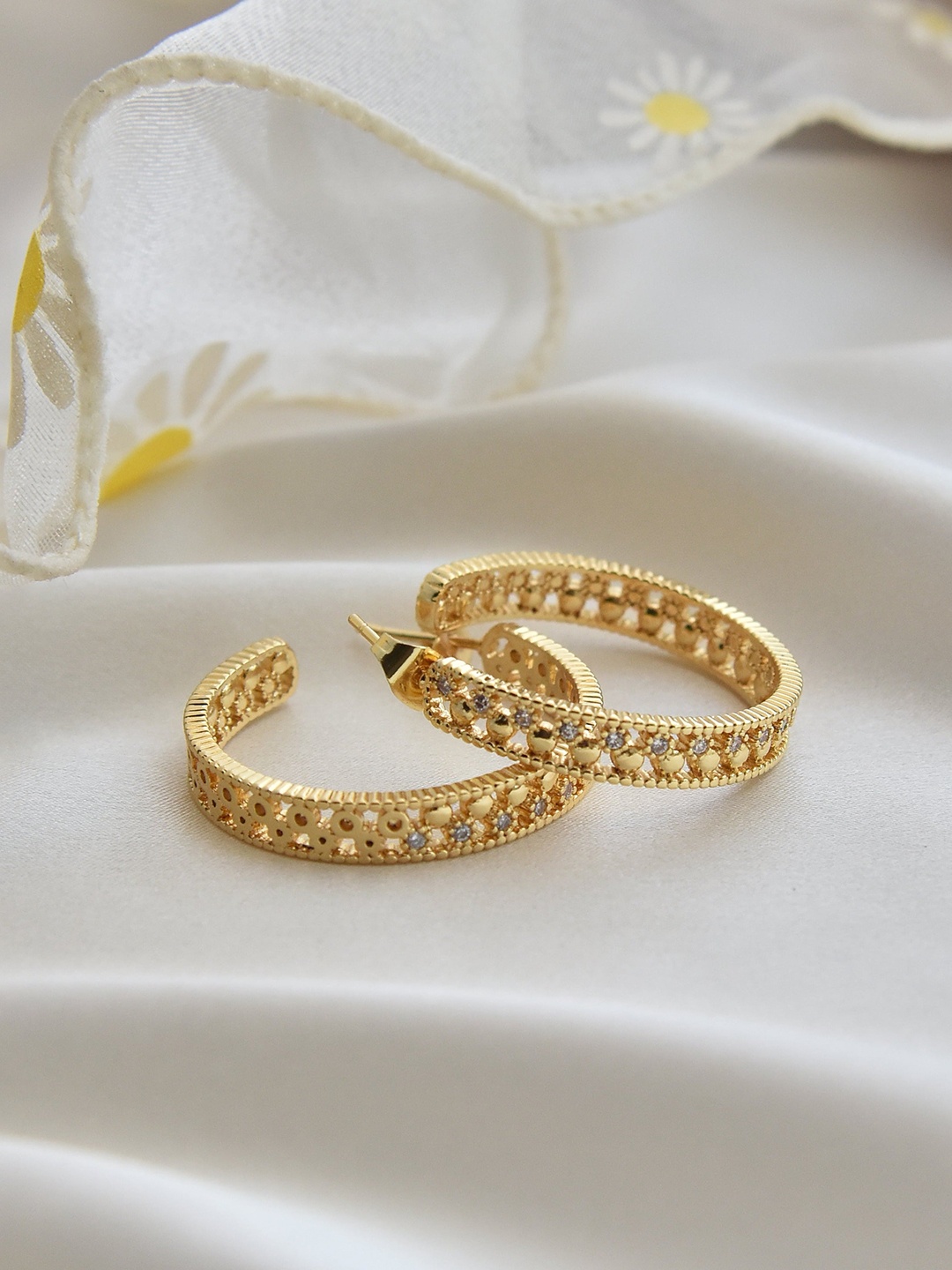 

Klissaa Gold-Toned Contemporary Half Hoop Earrings