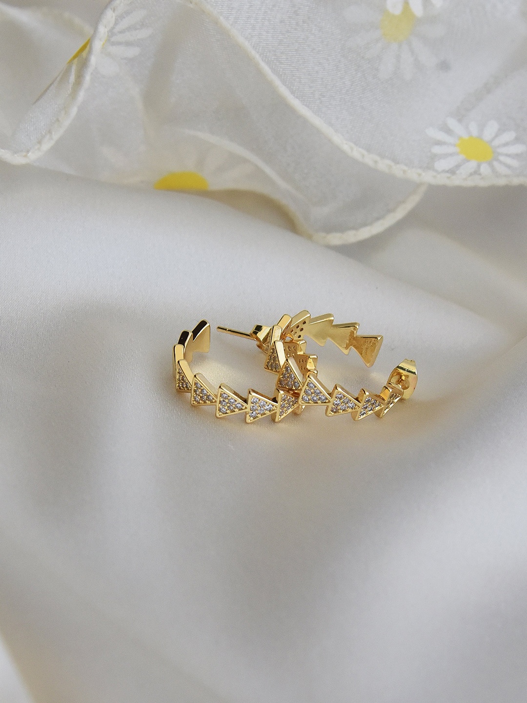 

Klissaa Gold-Toned Contemporary Half Hoop Earrings