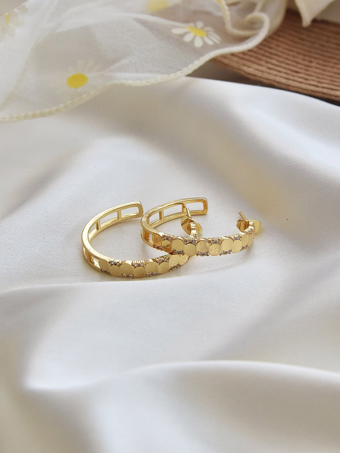 

Klissaa Gold-Toned Contemporary Half Hoop Earrings