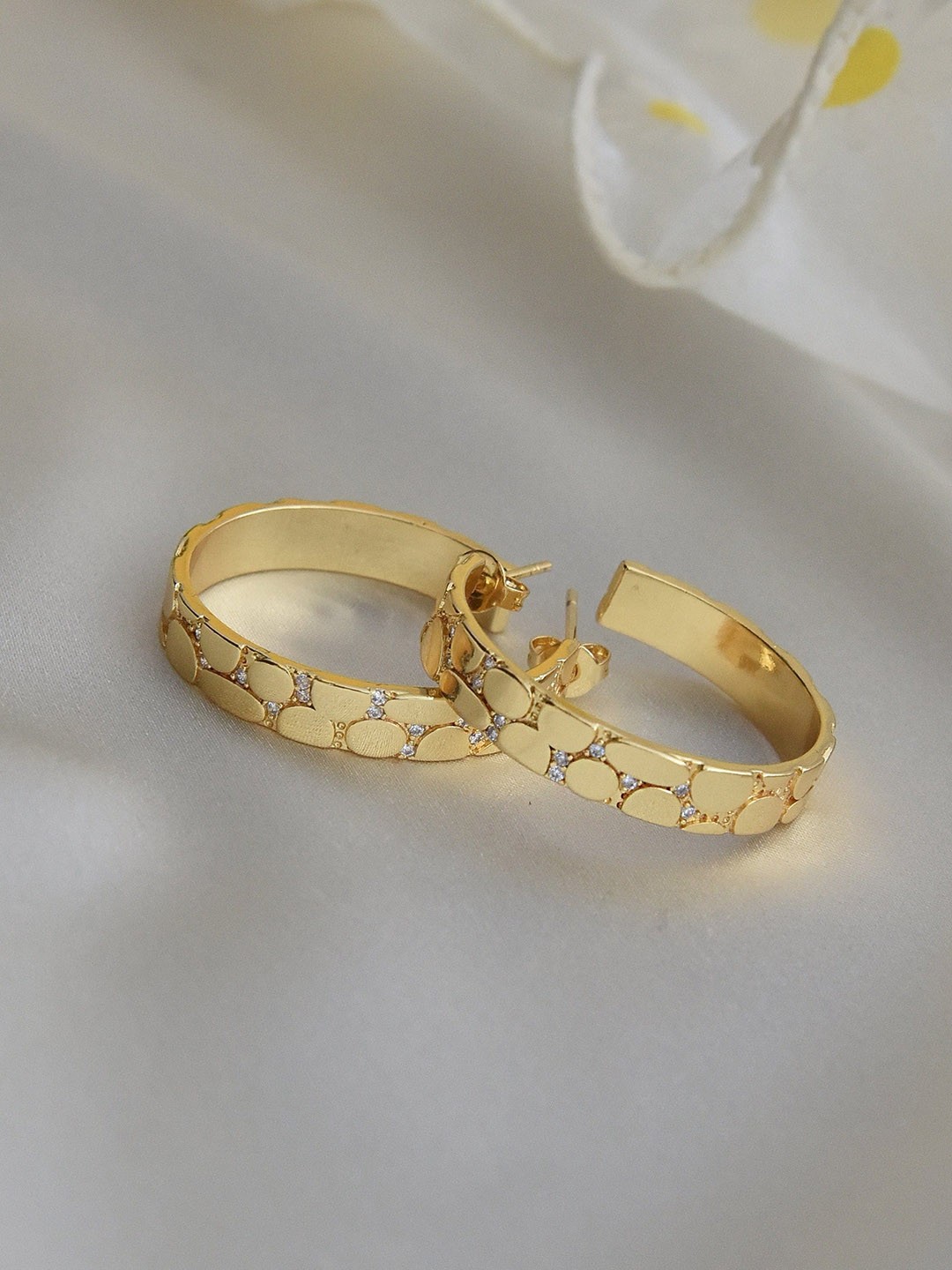 

Klissaa Gold-Toned Contemporary Half Hoop Earrings