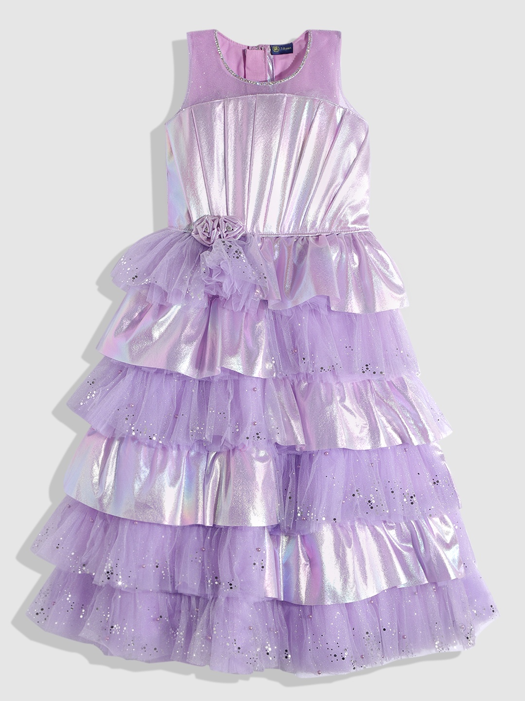 

YK Girls Lavender Embellished Satin Maxi Dress