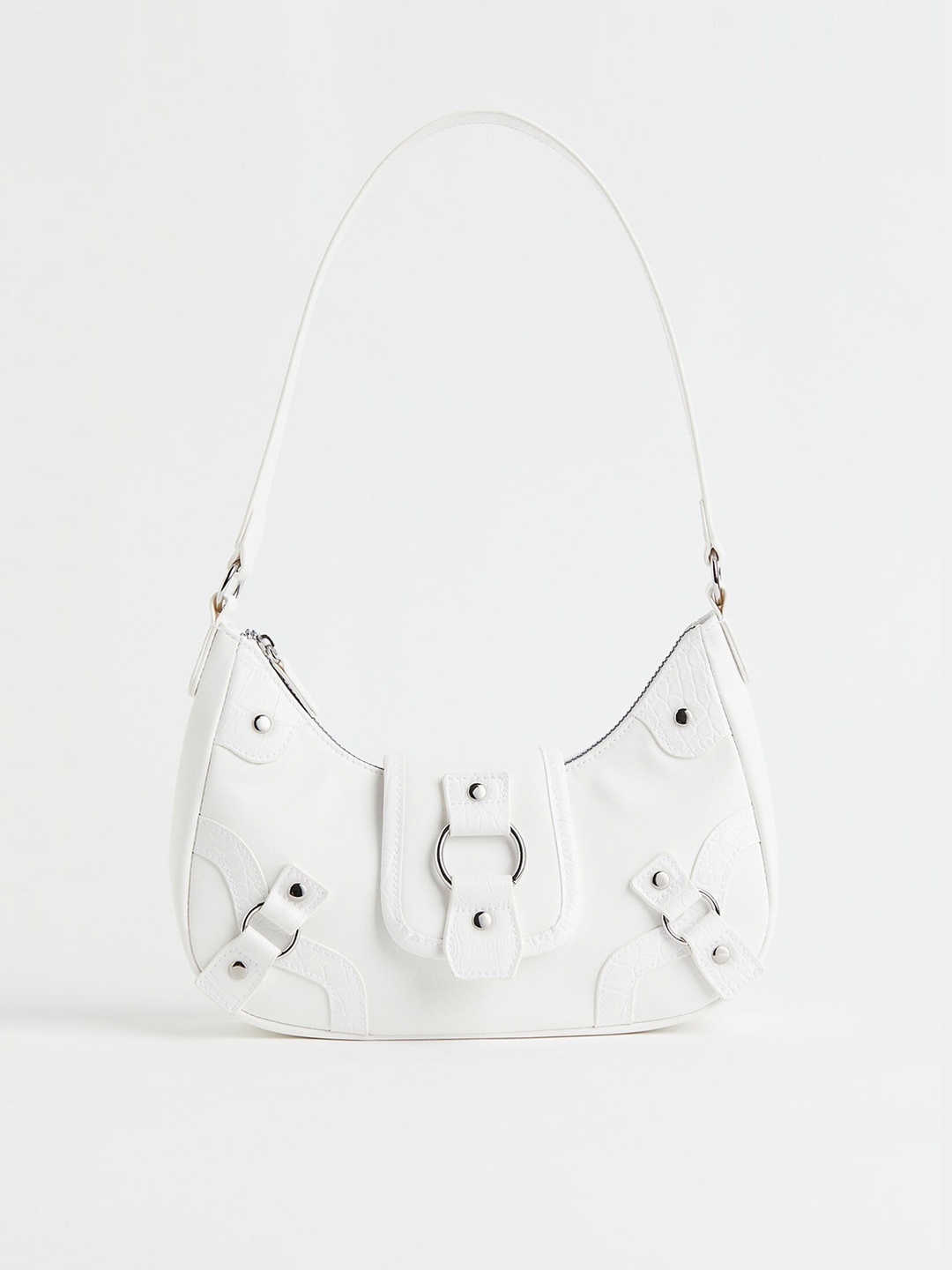 

H&M Women Solid Bucke Detail Shoulder Bag, White