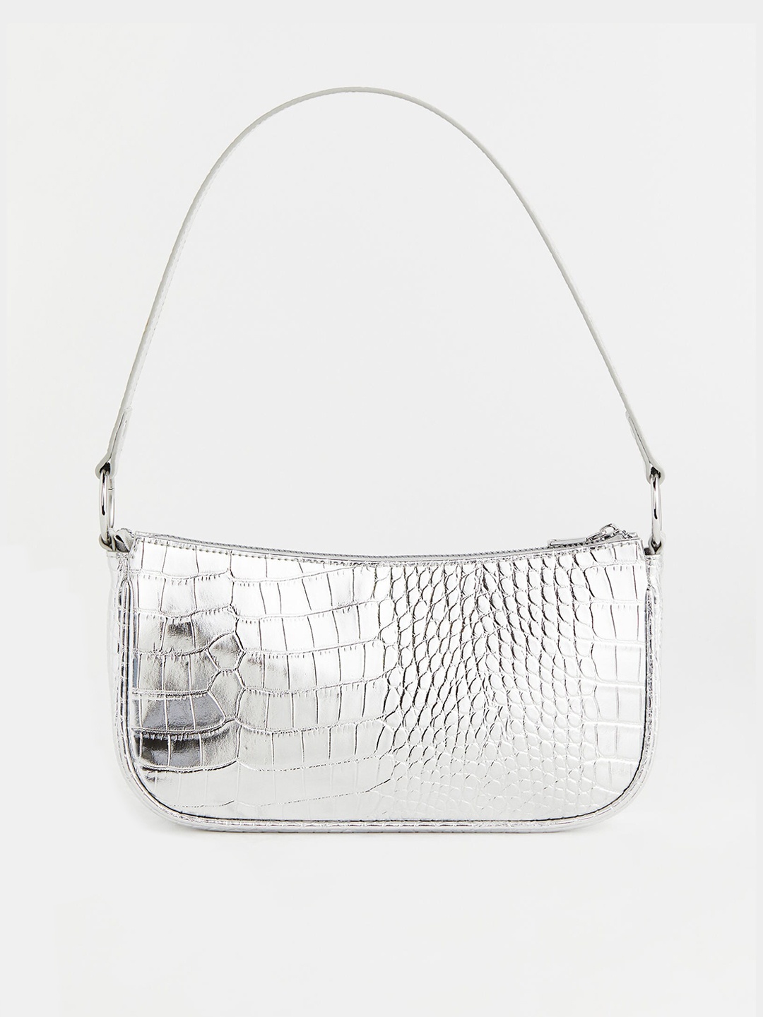 

H&M Women Textured Small Shoulder Bag, Silver