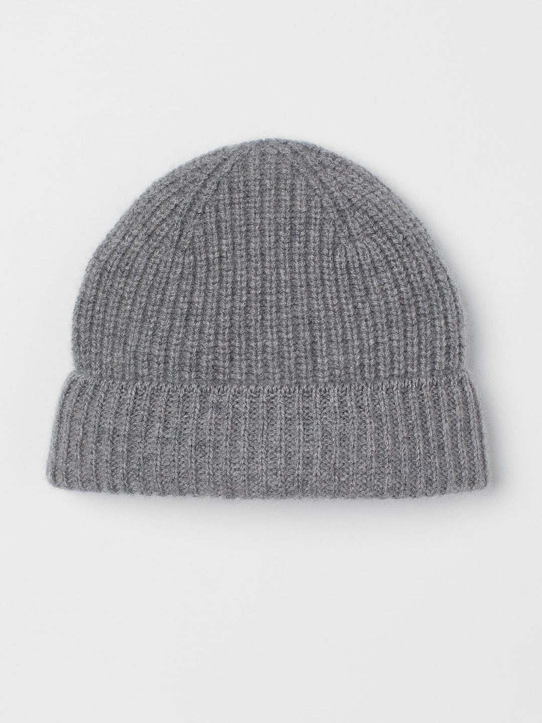 

H&M Men Grey Solid Rib-Knit Cashmere Hat