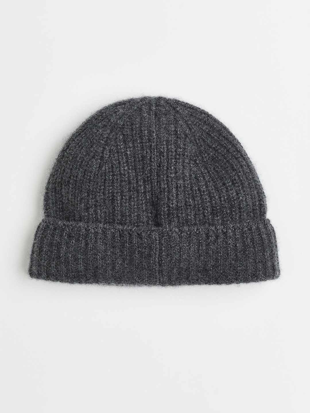 

H&M Men Grey Rib-Knit Cashmere Hat