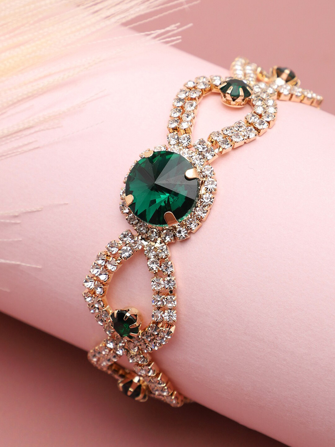 

SOHI Women Gold-Toned & Green Gold-Plated Wraparound Bracelet