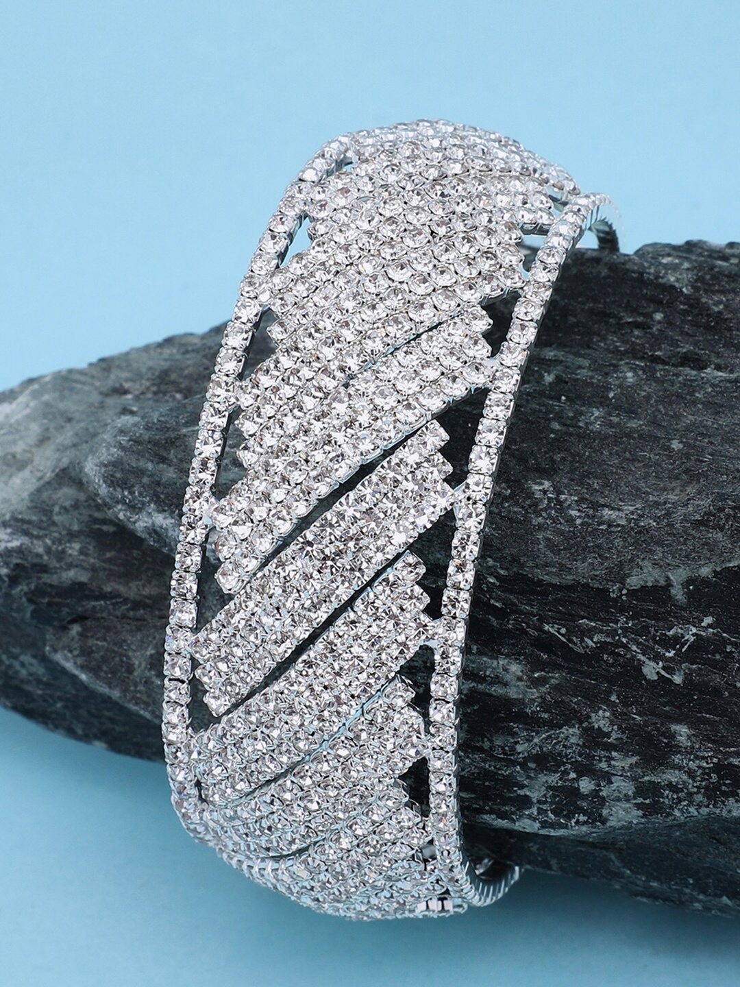 

SOHI Women White & Silver-Plated Wraparound Bracelet