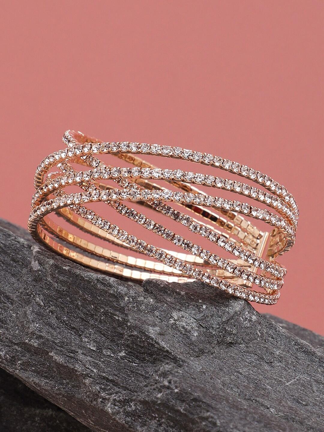 

SOHI Women Gold-Toned & White Gold-Plated Bangle-Style Bracelet